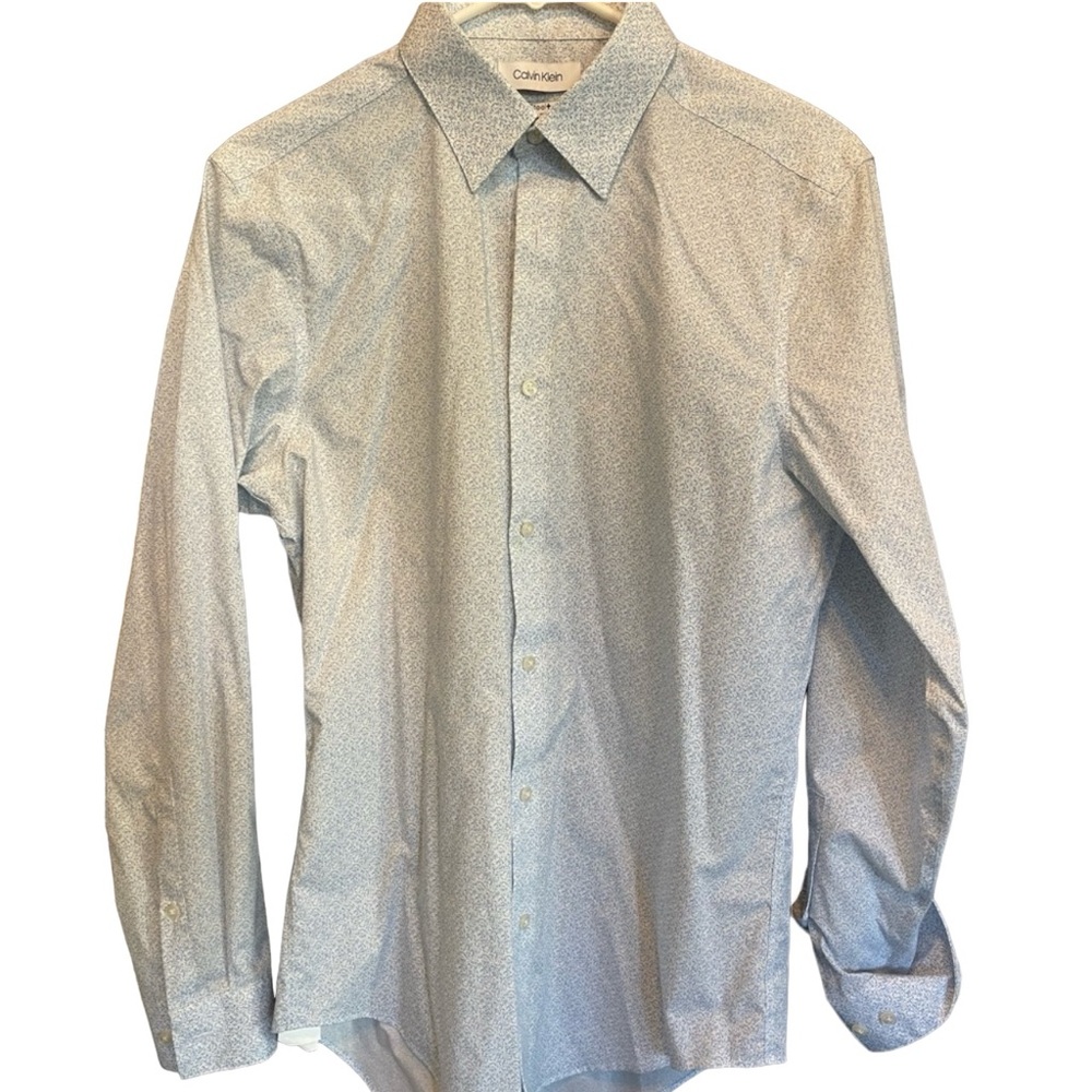 Calvin Klein Steel Slim Fit Non Iron‎ Stretch Print Dress Shirt Medium (15)